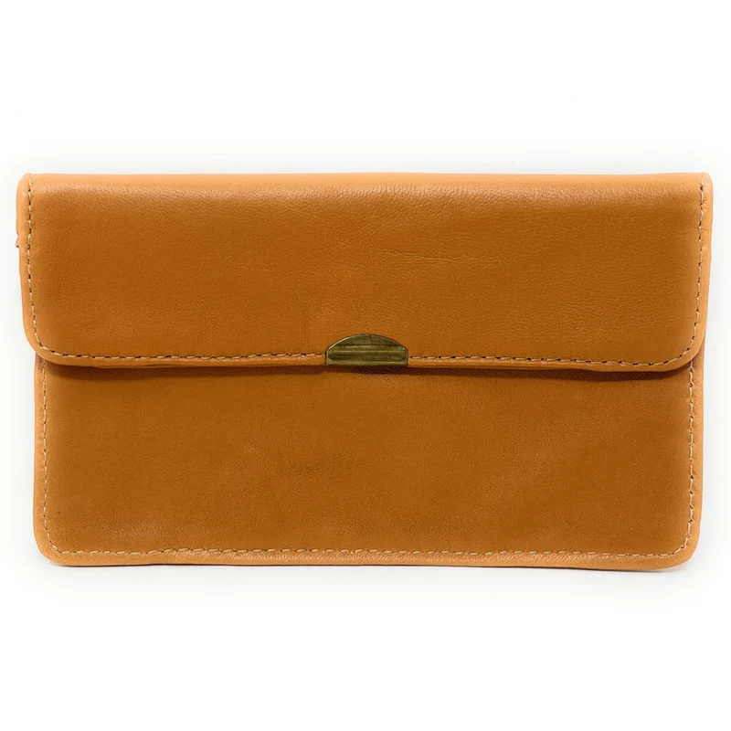 Pochette porte-monnaie en cuir lisse IMPRO Marron camel