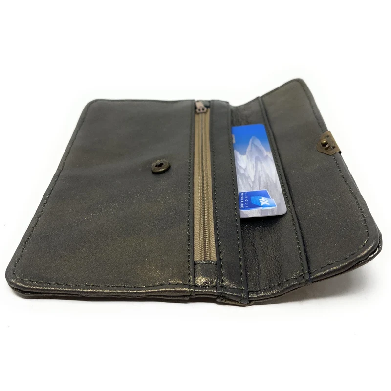 Pochette porte-monnaie en cuir métallisé IMPRO Marron Bronze