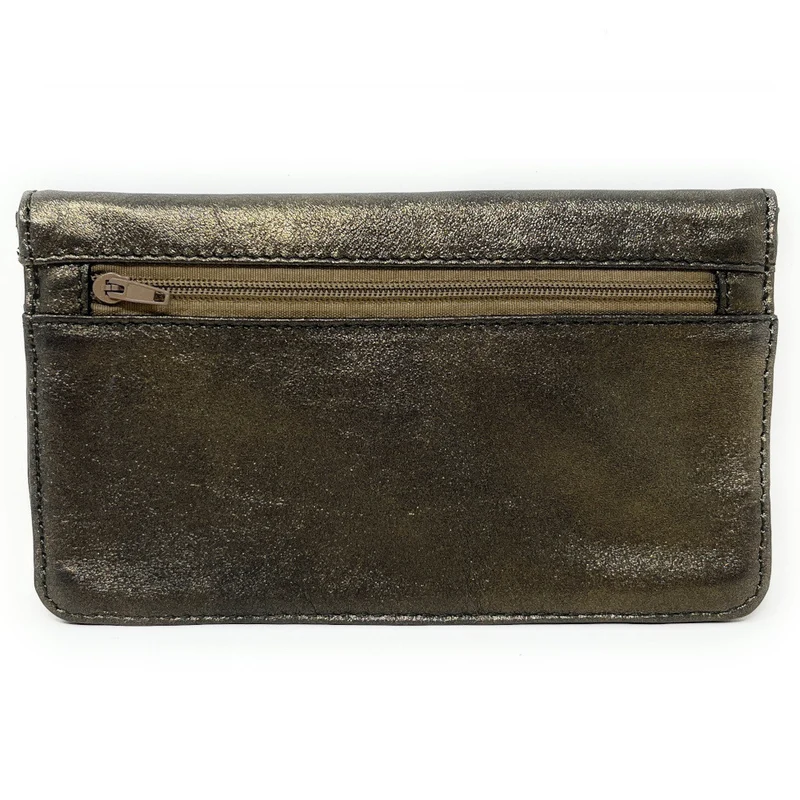 Pochette porte-monnaie en cuir métallisé IMPRO Marron Bronze