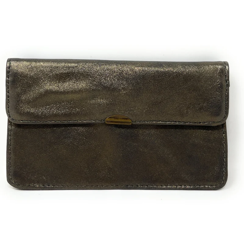 Pochette porte-monnaie en cuir métallisé IMPRO Marron Bronze