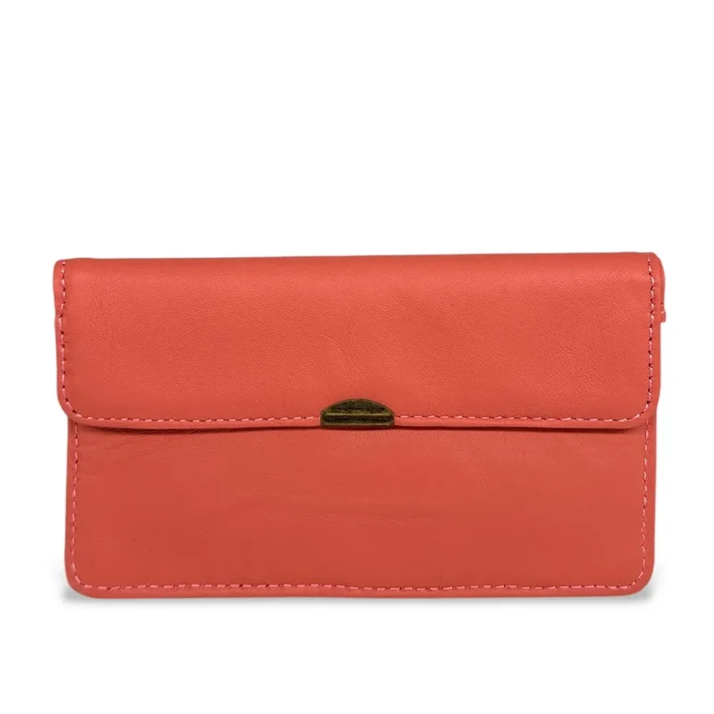 Pochette porte-monnaie en cuir lisse IMPRO Rouge brique