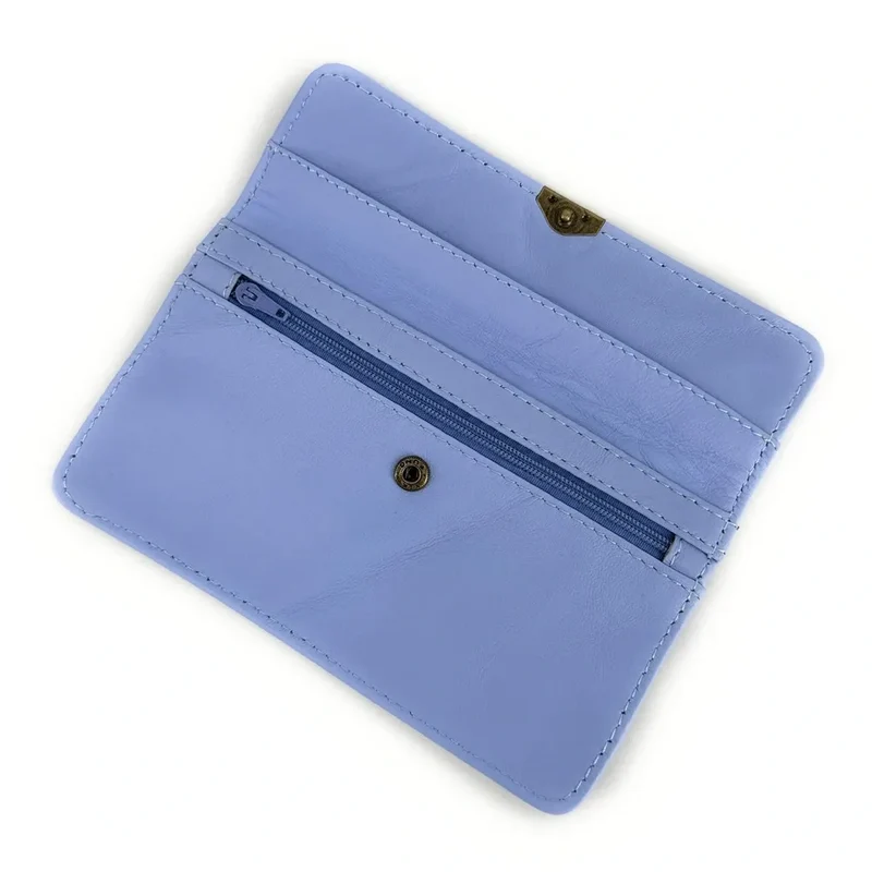Pochette porte-monnaie en cuir lisse IMPRO Bleu lavande