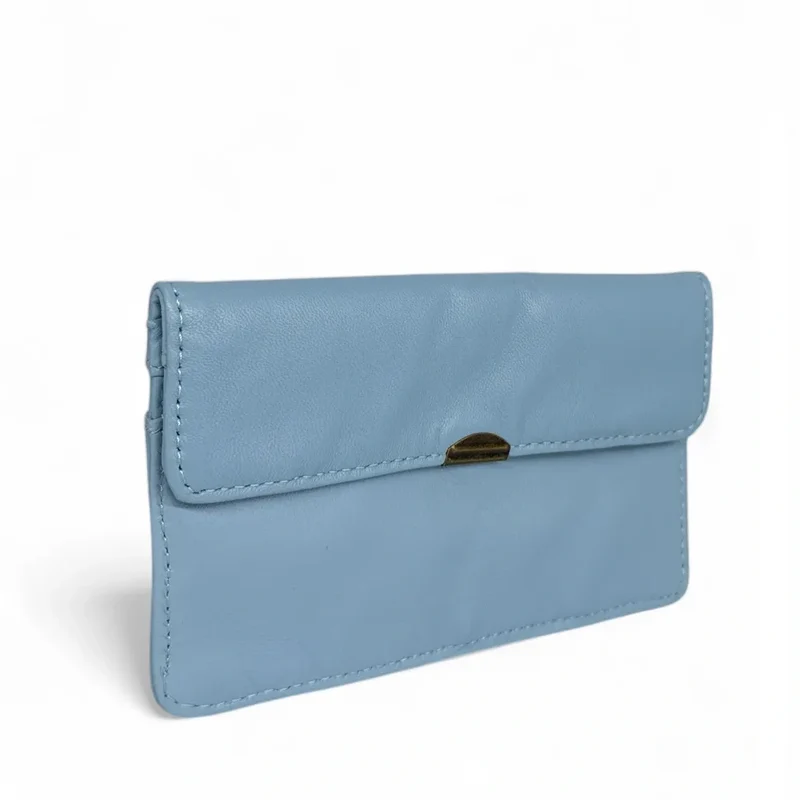 Pochette porte-monnaie en cuir lisse IMPRO Bleu glacier