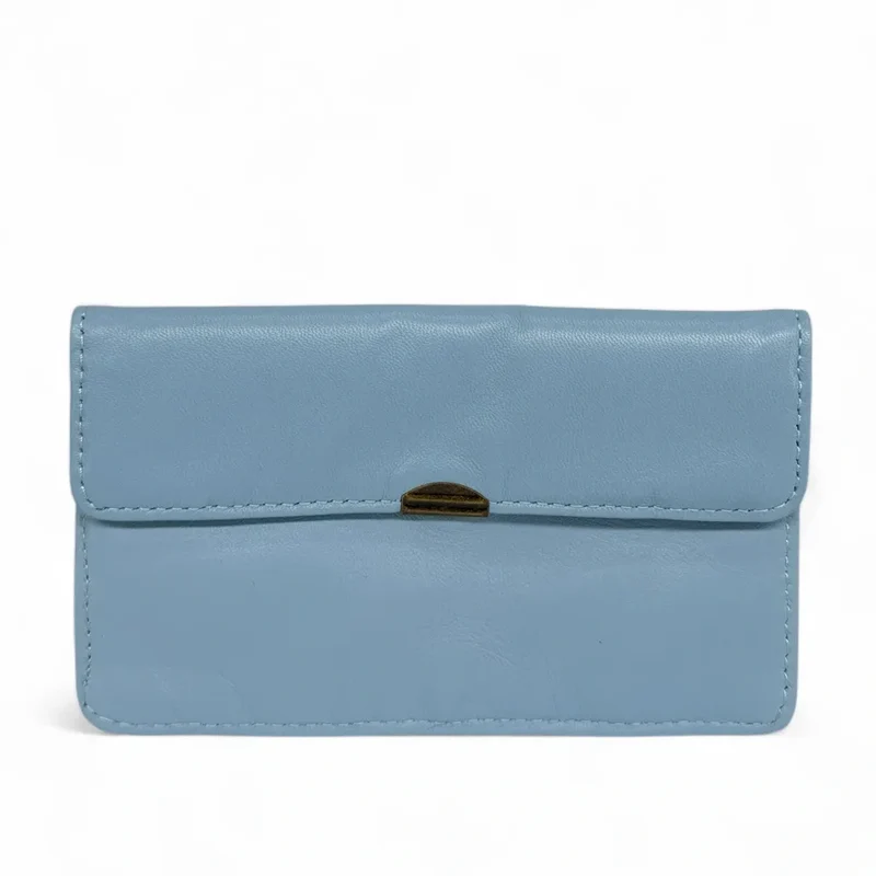 Pochette porte-monnaie en cuir lisse IMPRO Bleu glacier