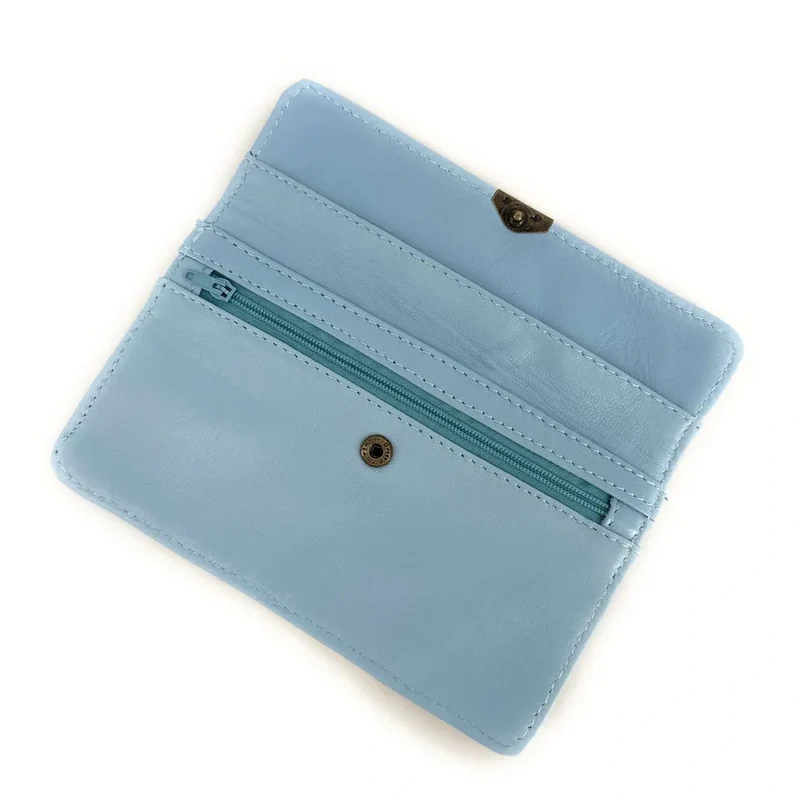 Pochette porte-monnaie en cuir lisse IMPRO Bleu glacier