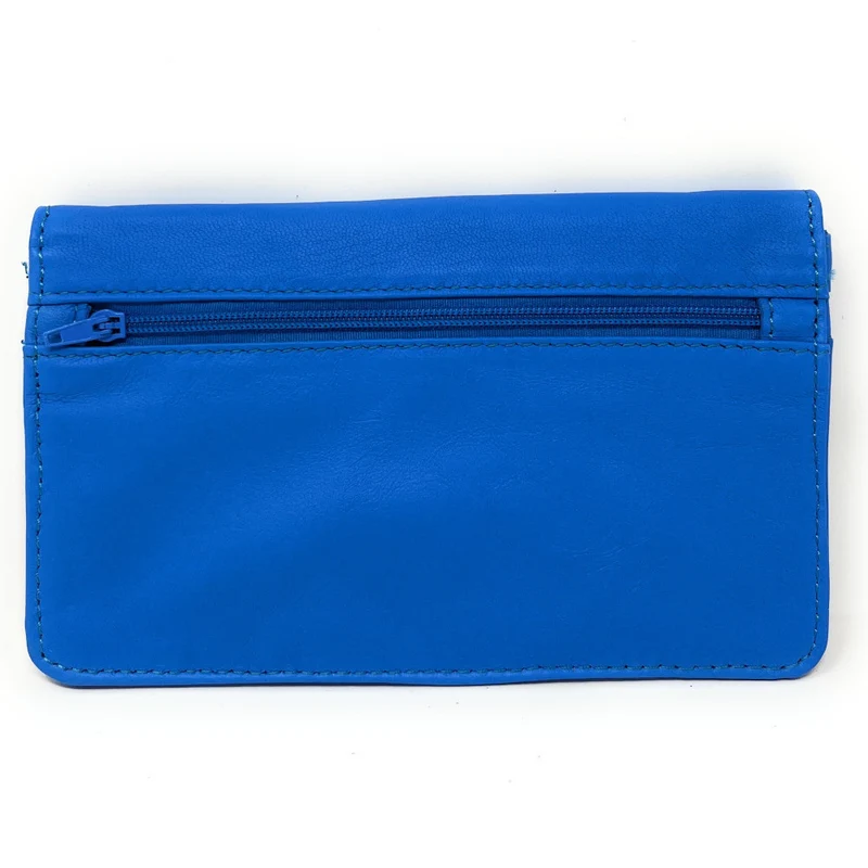 Pochette porte-monnaie en cuir lisse IMPRO Bleu