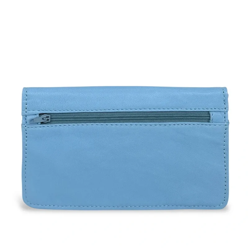 Pochette porte-monnaie en cuir lisse IMPRO Bleu pastel
