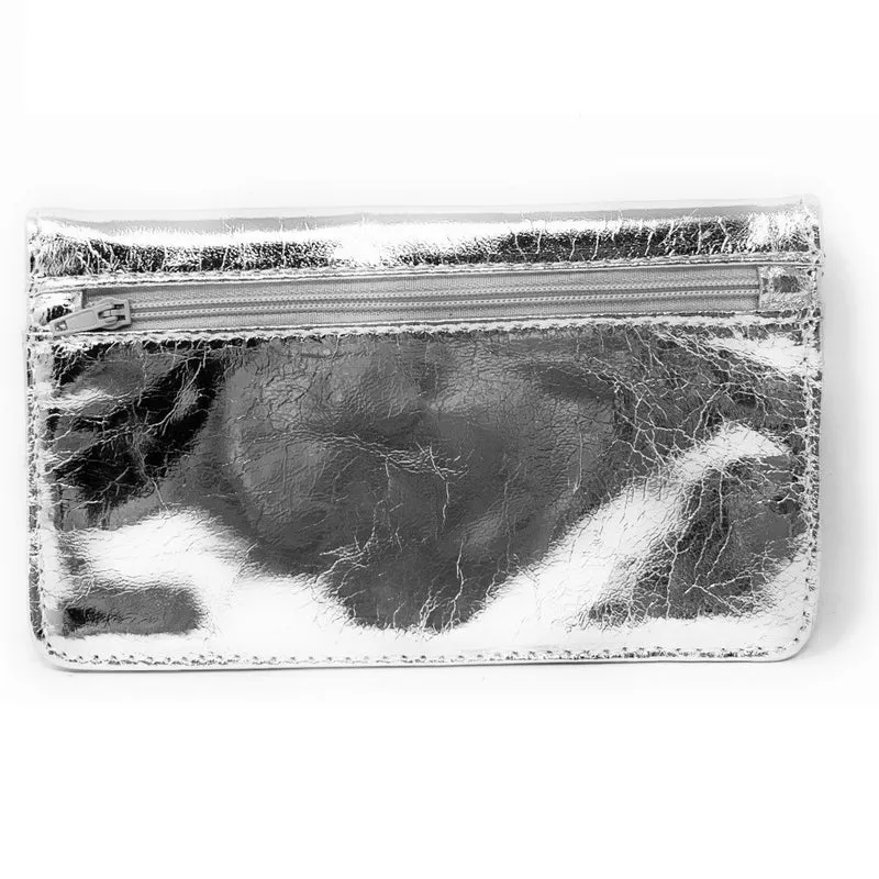 Pochette porte-monnaie en cuir métallisé IMPRO Argent moyen