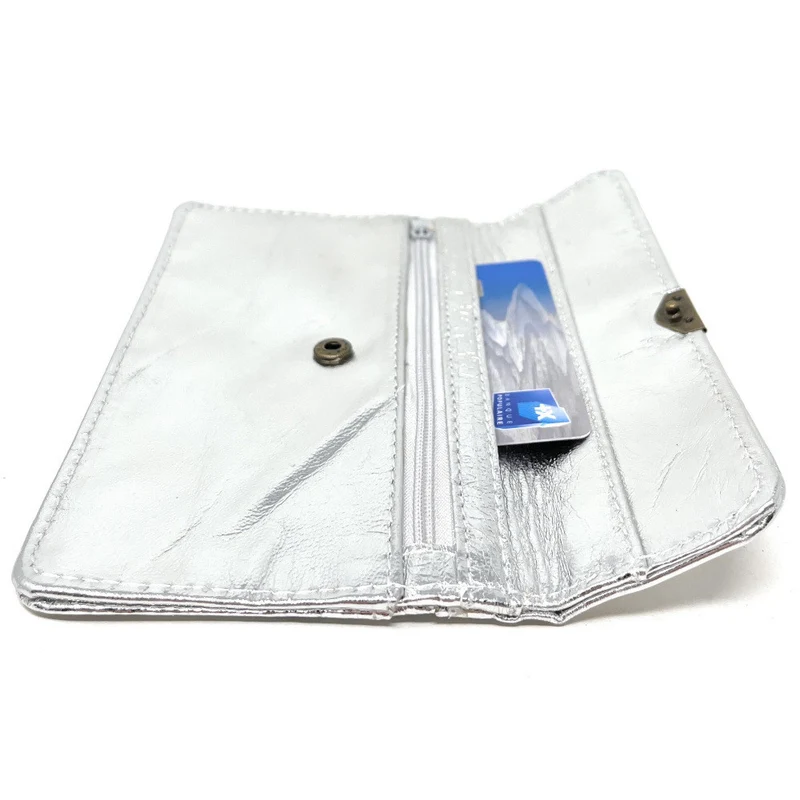 Pochette porte-monnaie en cuir métallisé IMPRO Argent moyen