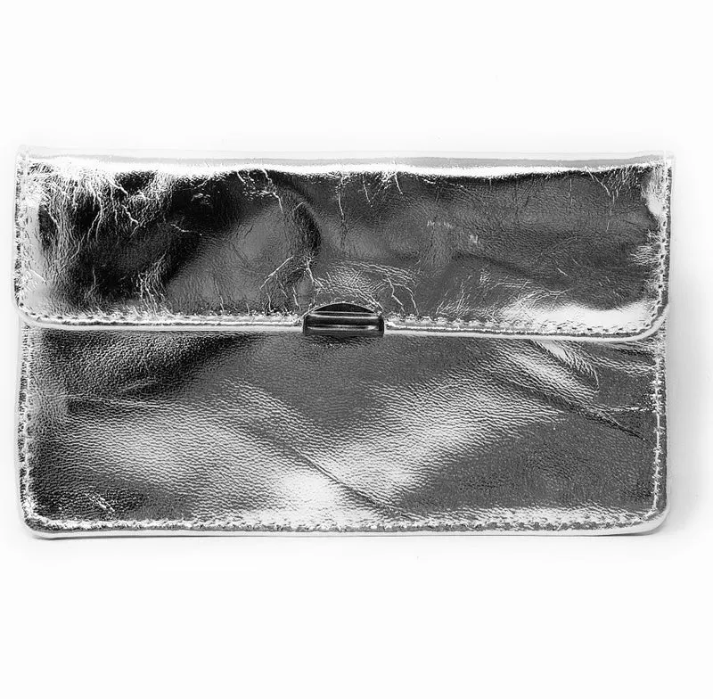 Pochette porte-monnaie en cuir métallisé IMPRO Argent moyen