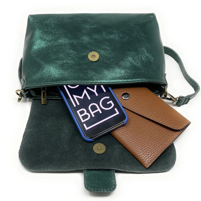 Mini sac en cuir irisé VERONE Vert forêt irisé