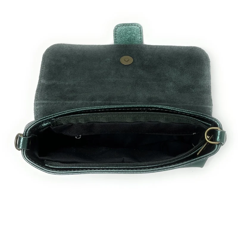 Mini sac en cuir irisé VERONE Vert forêt irisé
