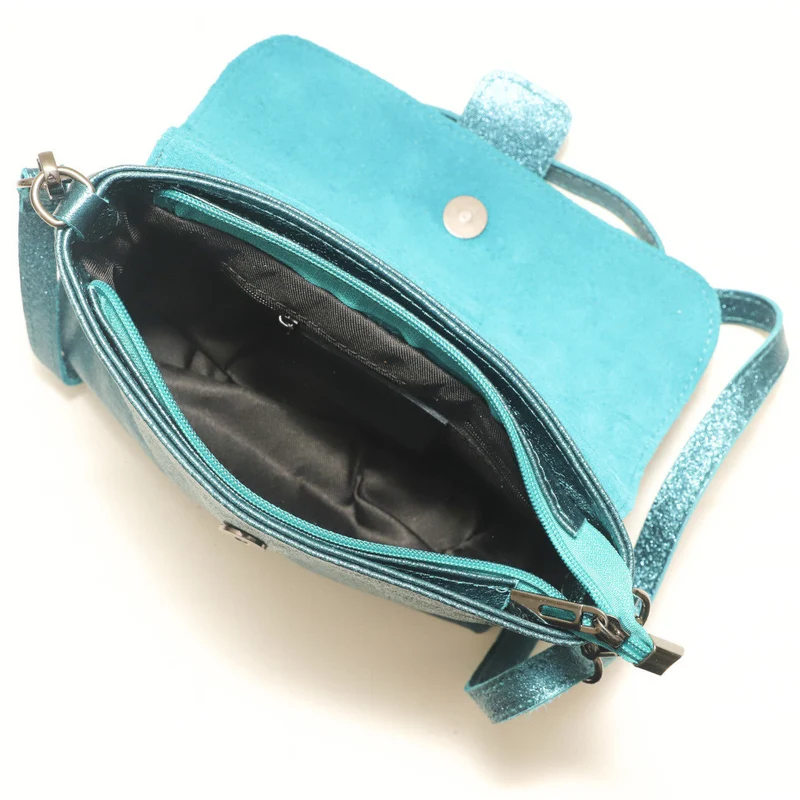Mini sac en cuir irisé VERONE Turquoise irisé