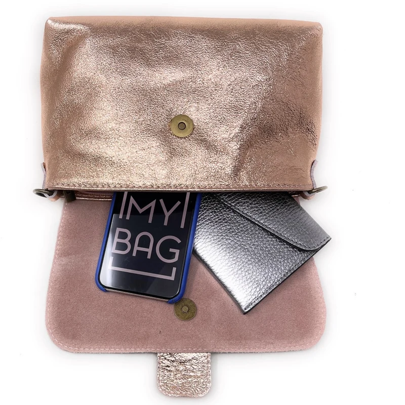 Mini sac en cuir irisé VERONE Rose gold