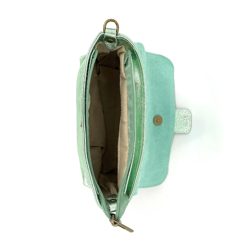 Mini sac en cuir irisé VERONE Menthe givrée