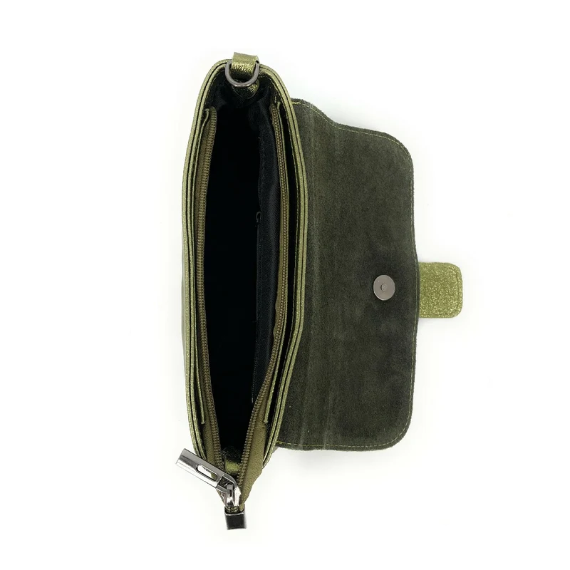 Mini sac en cuir irisé VERONE Kaki irisé