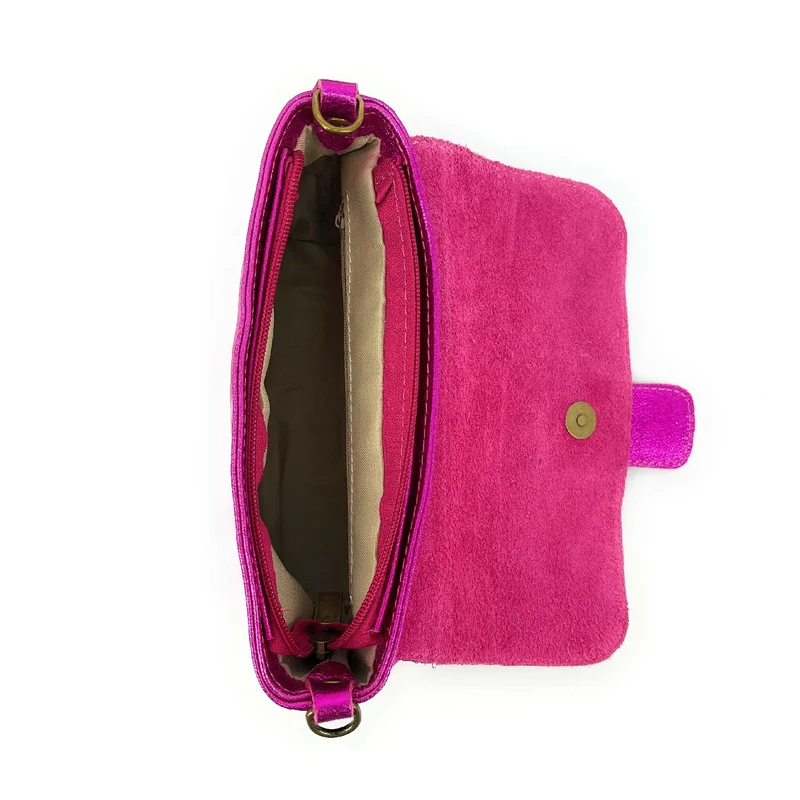 Mini sac en cuir irisé VERONE Rose fuchsia