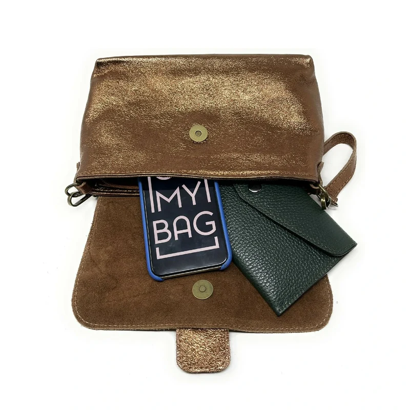 Mini sac en cuir irisé VERONE Bronze