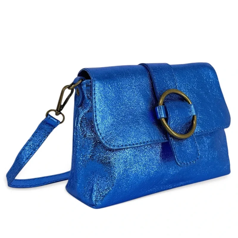 Mini sac en cuir irisé VERONE Bleu roi irisé