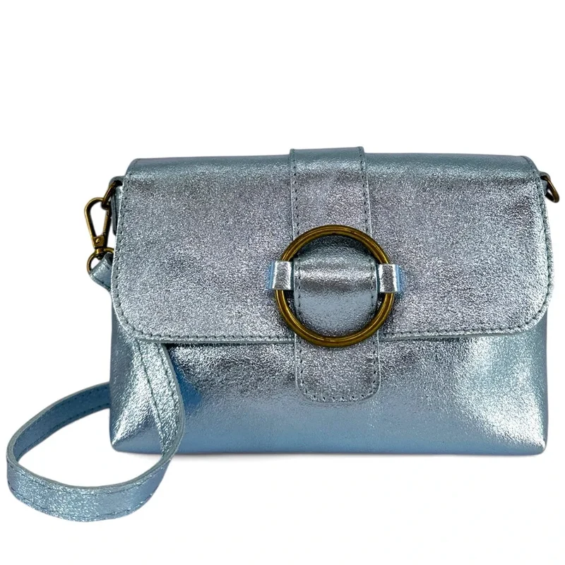 Mini sac en cuir irisé VERONE Bleu pastel irisé