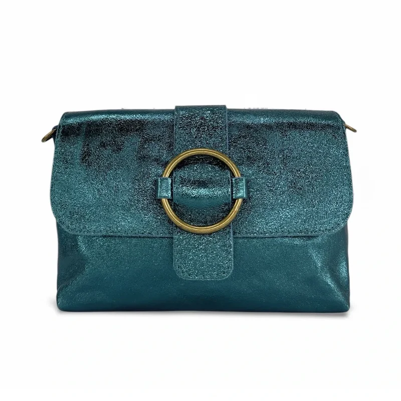 Mini sac en cuir irisé VERONE Bleu canard irisé