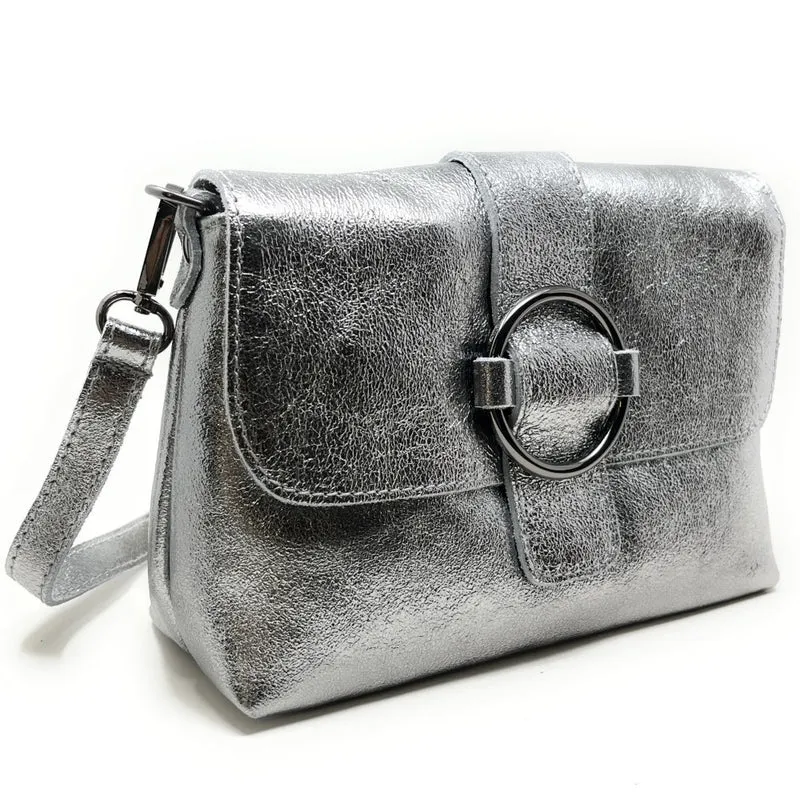 Mini sac en cuir irisé VERONE Argent moyen
