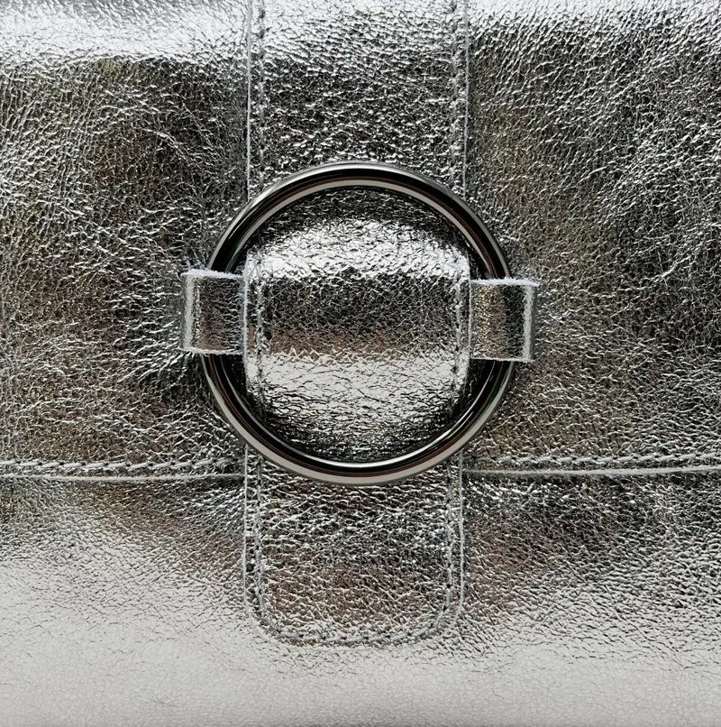 Mini sac en cuir irisé VERONE Argent moyen