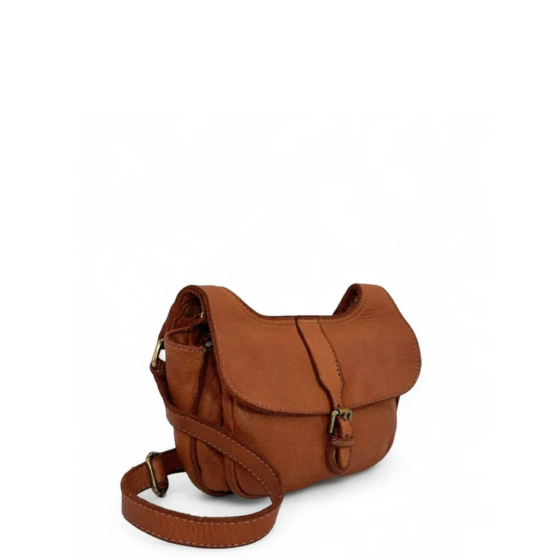 Sac besace en cuir vintage VALLEY Cognac foncé