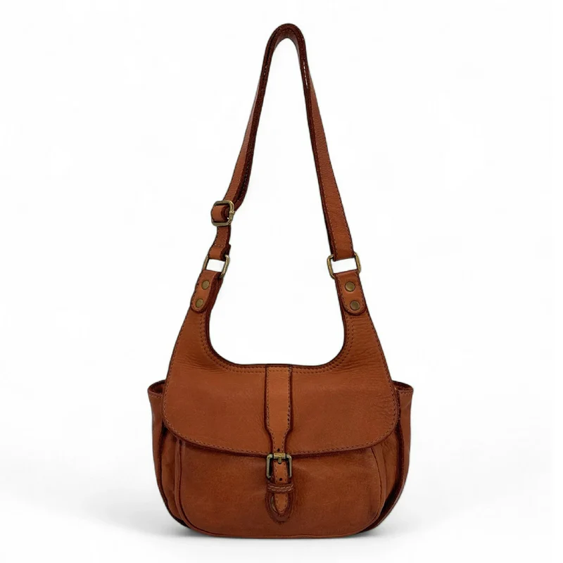 Sac besace en cuir vintage VALLEY Cognac foncé