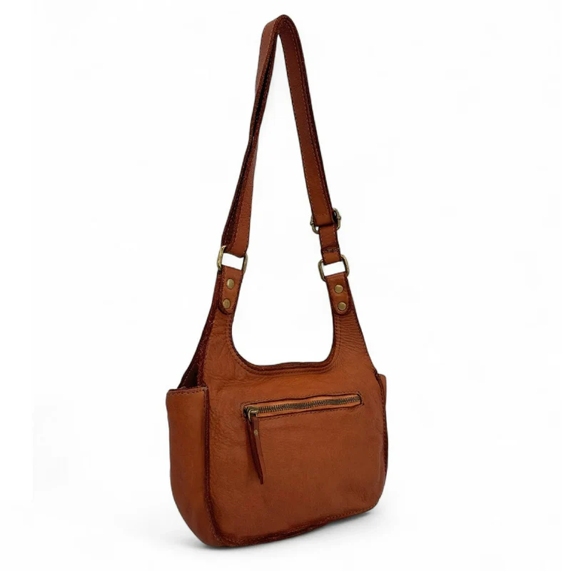Sac besace en cuir vintage VALLEY Cognac foncé