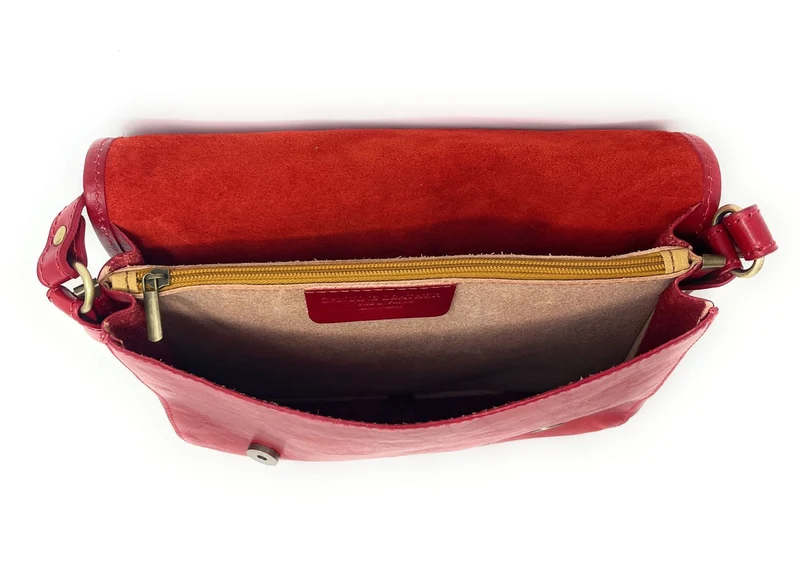Sac bandoulière en cuir lisse NIAGARA Rouge garance