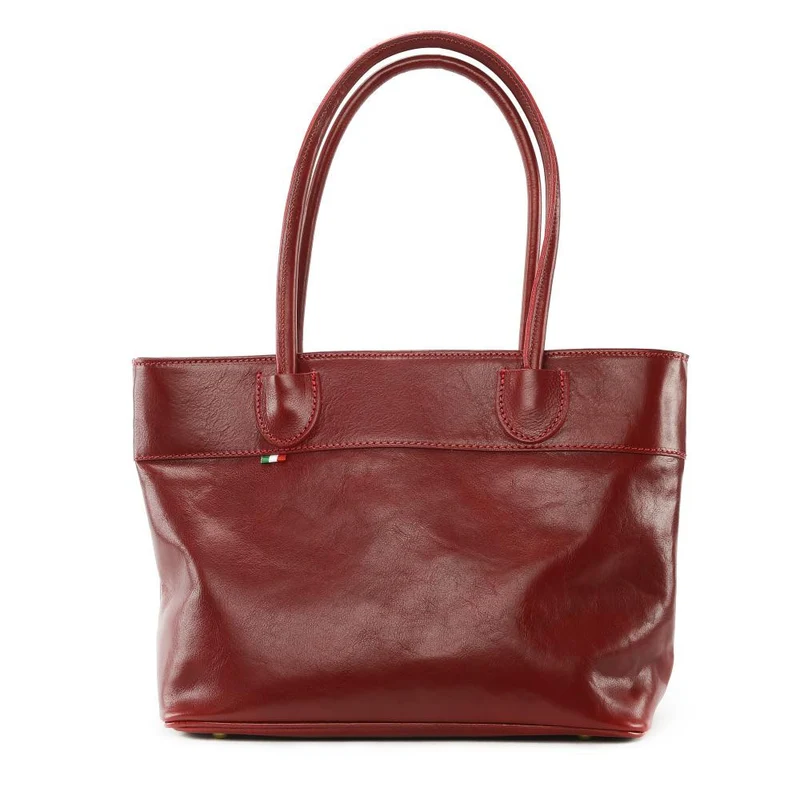 Sac cabas en cuir lisse ORLANDO Rouge foncé