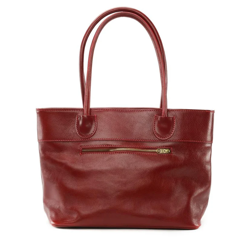 Sac cabas en cuir lisse ORLANDO Rouge foncé