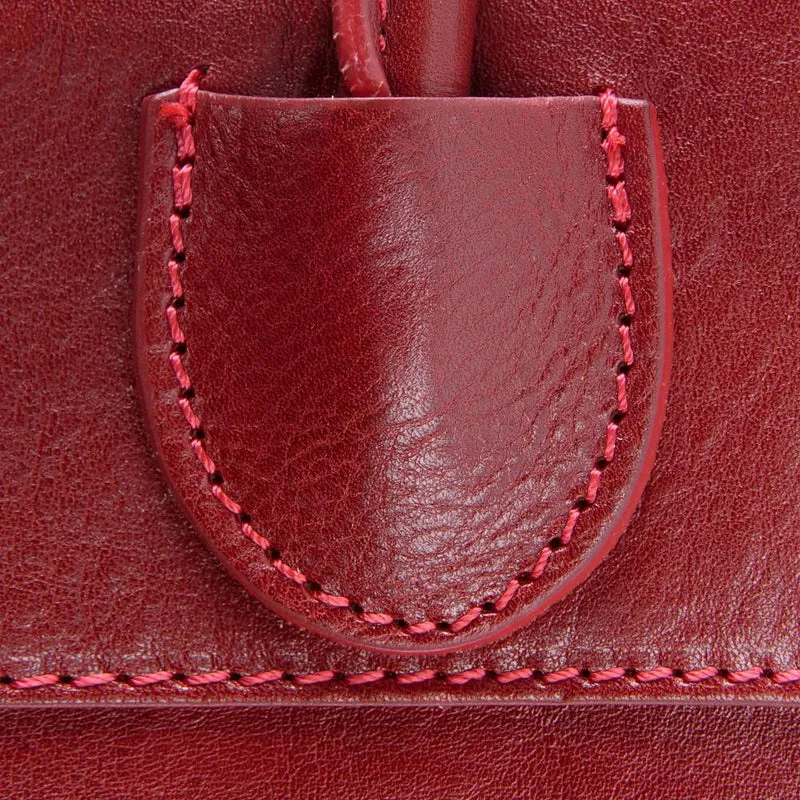 Sac cabas en cuir lisse ORLANDO Rouge foncé