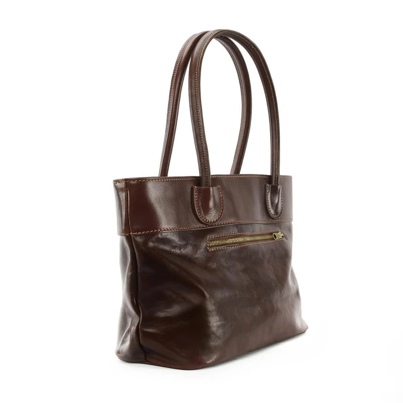 Sac cabas en cuir lisse ORLANDO Châtaigne