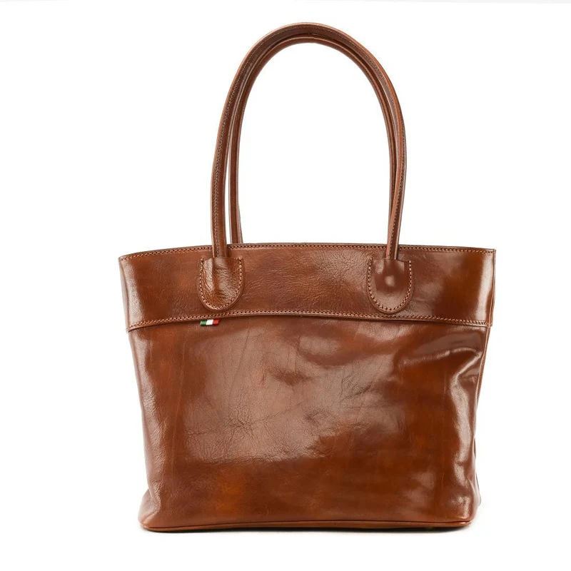 Sac cabas en cuir lisse ORLANDO Cognac