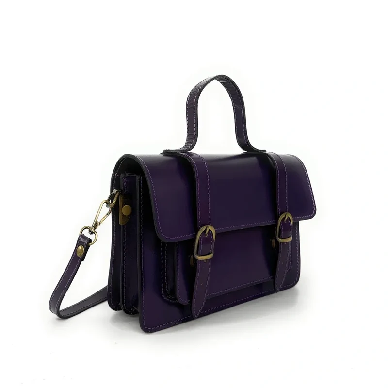 Sac à main en cuir lisse SAND Violet aubergine