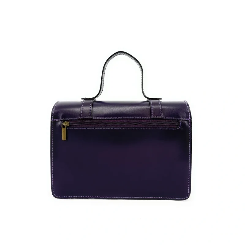 Sac à main en cuir lisse SAND Violet aubergine