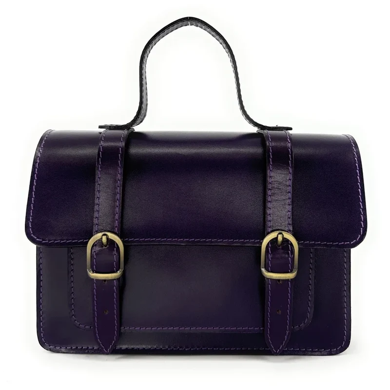 Sac à main en cuir lisse SAND Violet aubergine