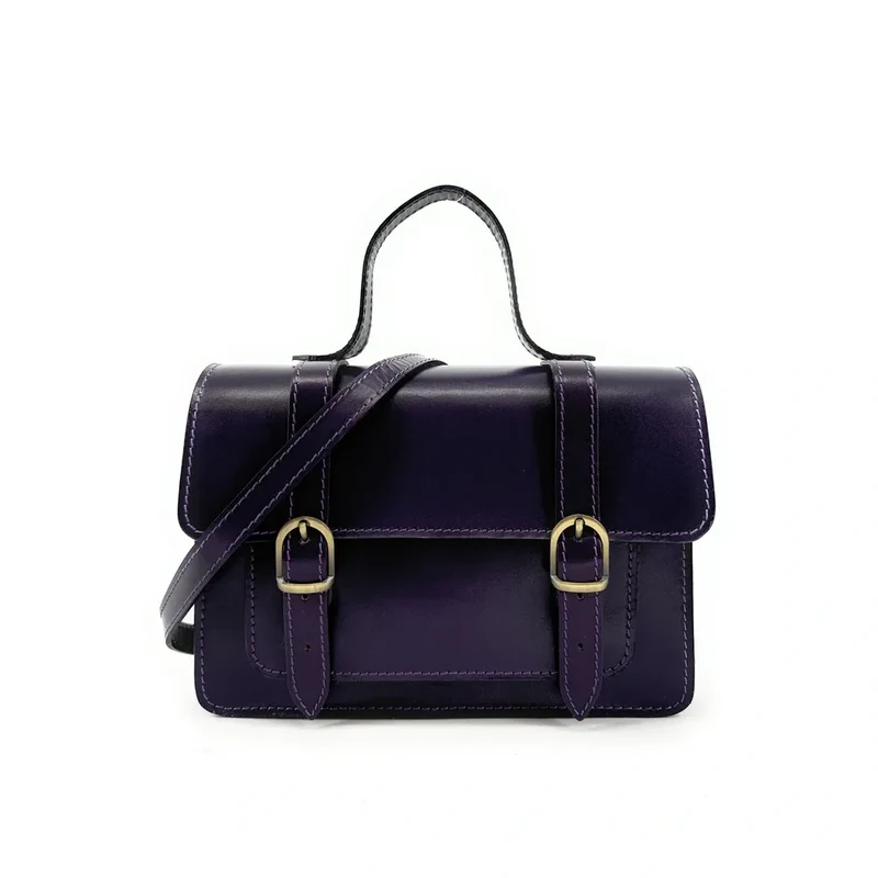 Sac à main en cuir lisse SAND Violet aubergine