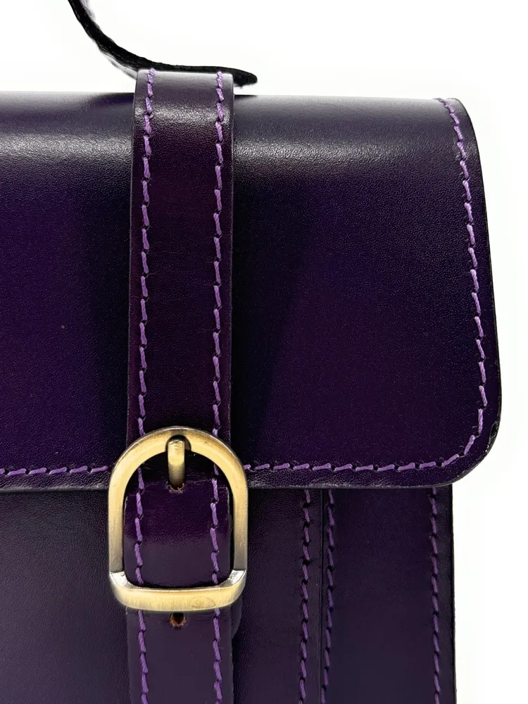 Sac à main en cuir lisse SAND Violet aubergine