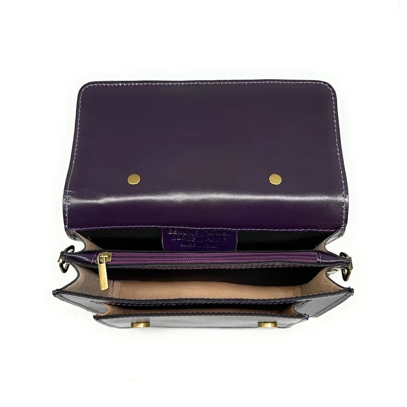 Sac à main en cuir lisse SAND Violet aubergine