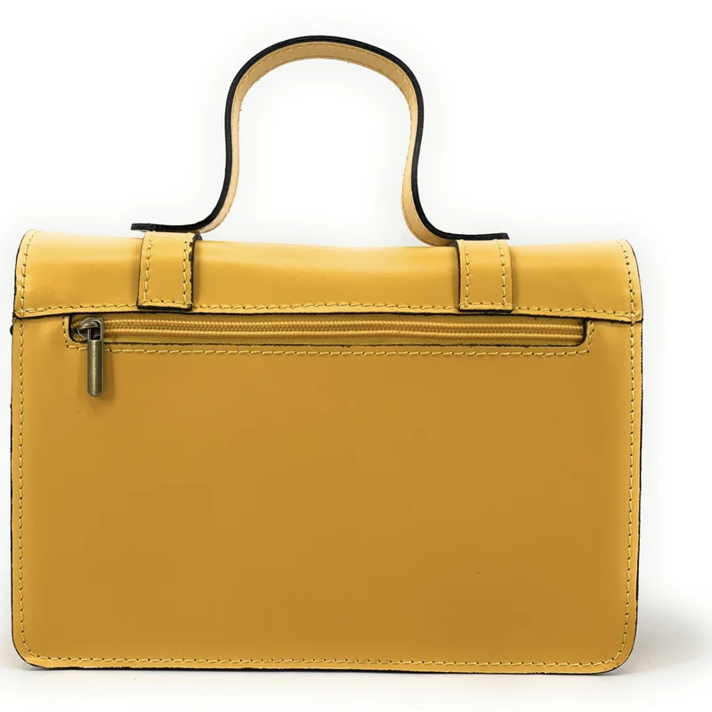 Sac à main en cuir lisse SAND Jaune tournesol