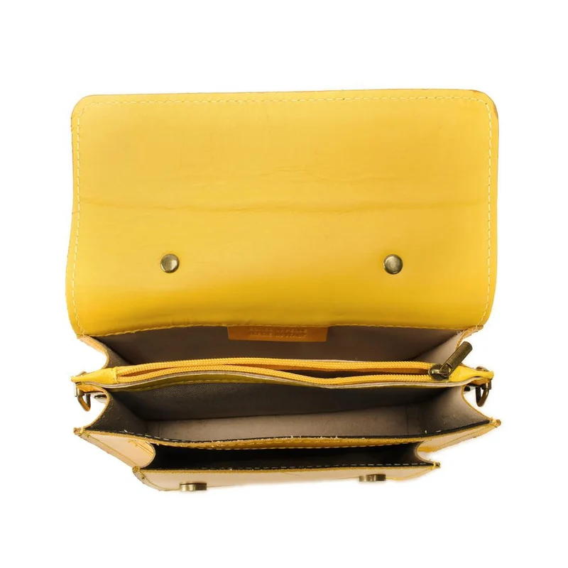 Sac à main en cuir lisse SAND Jaune tournesol