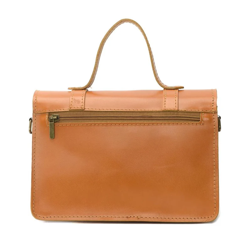 Sac à main en cuir lisse SAND Marron cognac