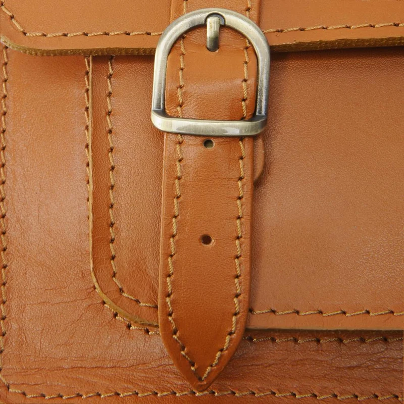 Sac à main en cuir lisse SAND Marron cognac