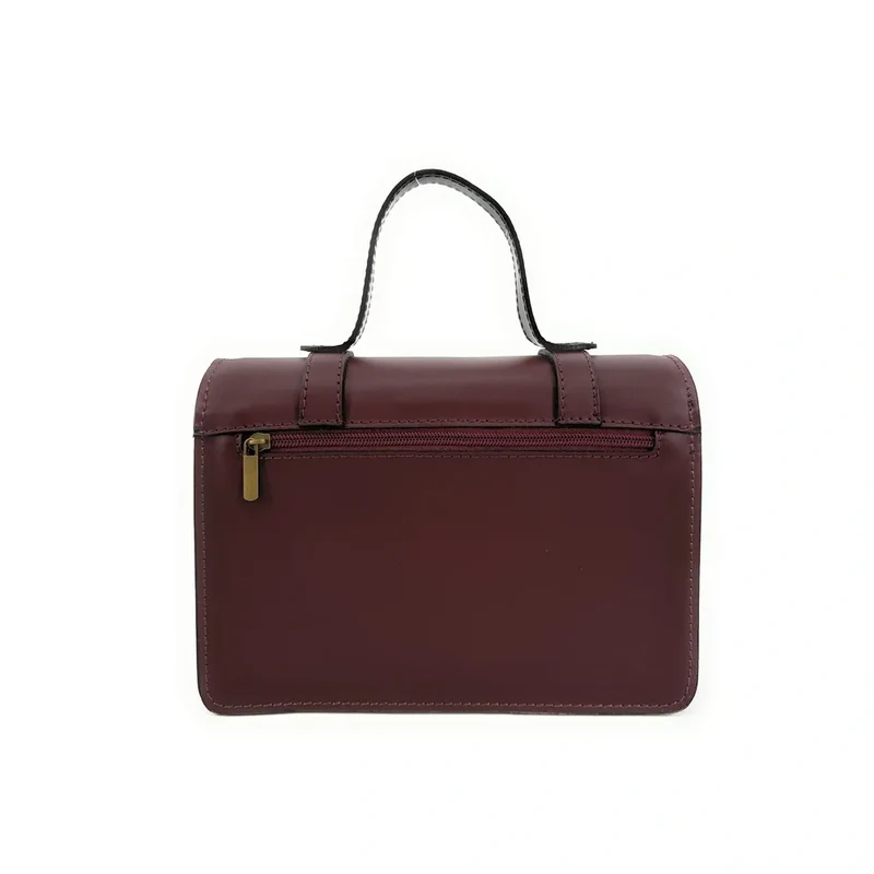 Sac à main en cuir lisse SAND Rouge bordeaux