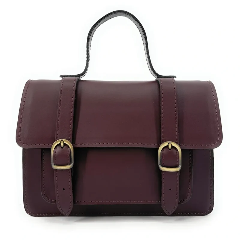 Sac à main en cuir lisse SAND Rouge bordeaux