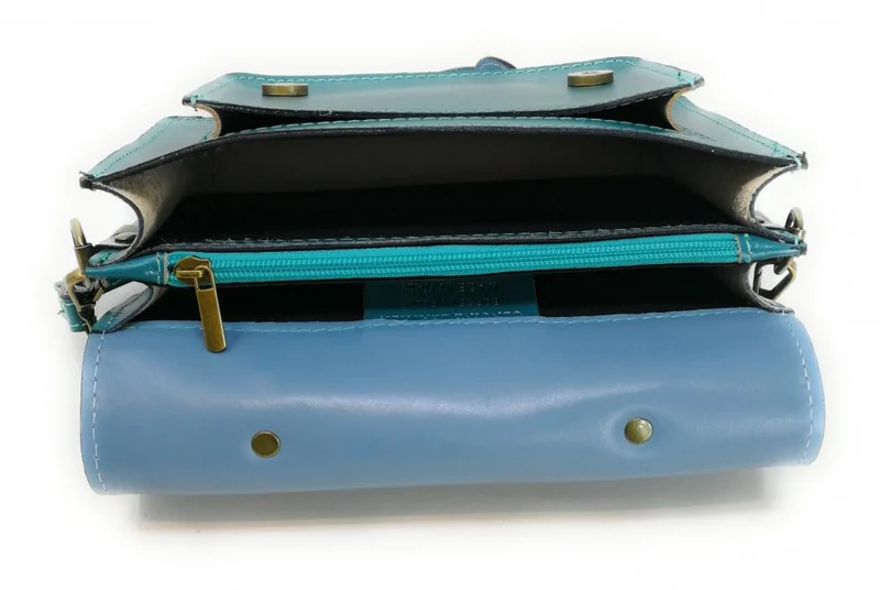 Sac à main en cuir lisse SAND Bleu vert canard