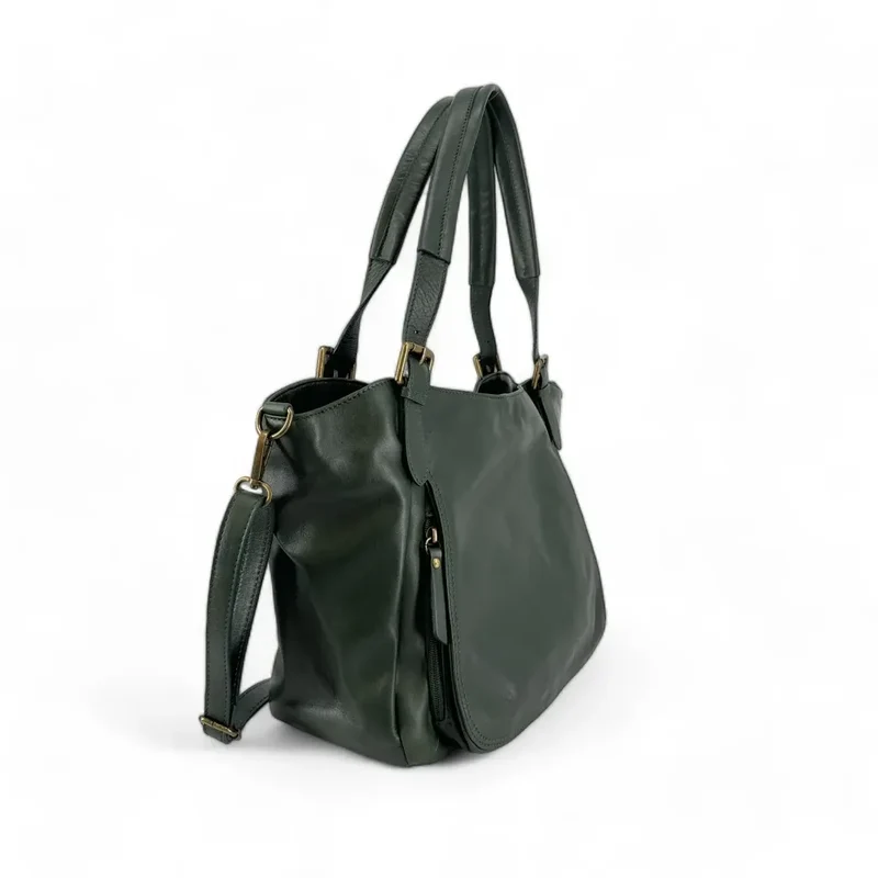 Sac en cuir lisse ELTON Vert forêt
